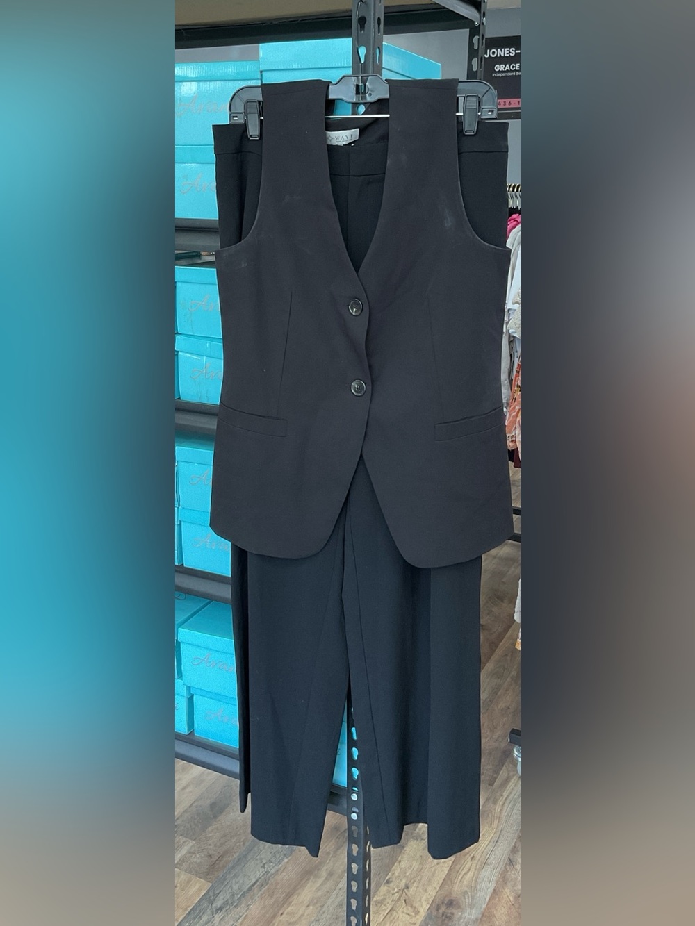 Leith Black Tailored Sleeveless Vest and Matching Pants
